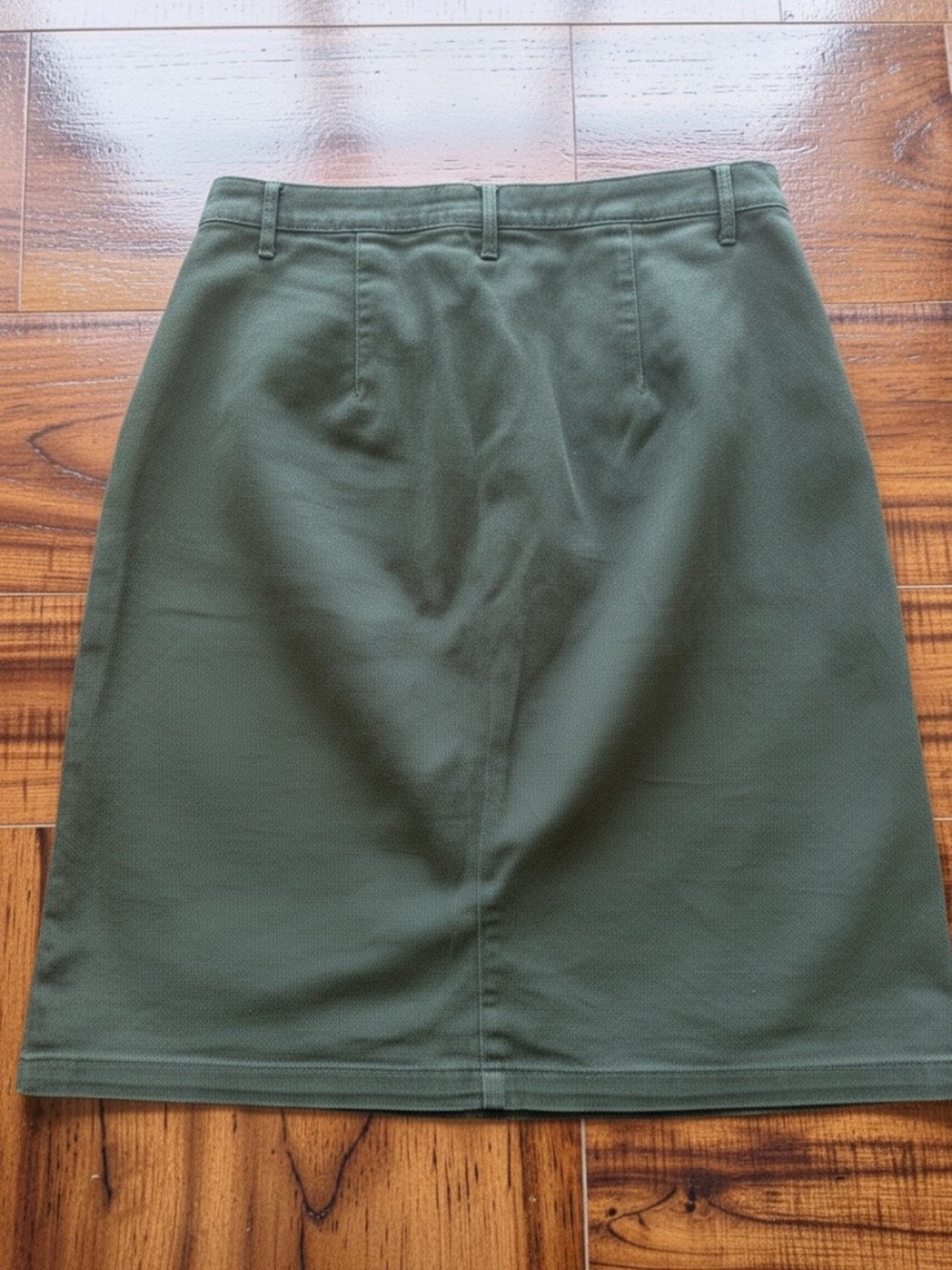 Pink Tartan Olive Green Cotton Button-Front Skirt Size 8 - Picture 4 of 9